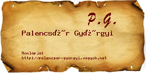 Palencsár Györgyi névjegykártya